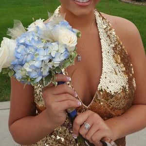 Jovani Gold Sequin Short Homecoming Dress